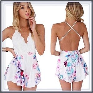 💥 CLEARANCE Watercolor Open Back Lace Romper